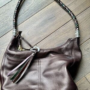 Brighton Elegant Brown with a hint of red Leather Shoulder Bag - medium size